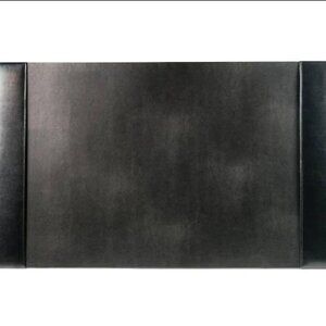 Dacasso Bonded Pad Side Rail Luxury Leather Desk Blotter for Writing 30x18 Black